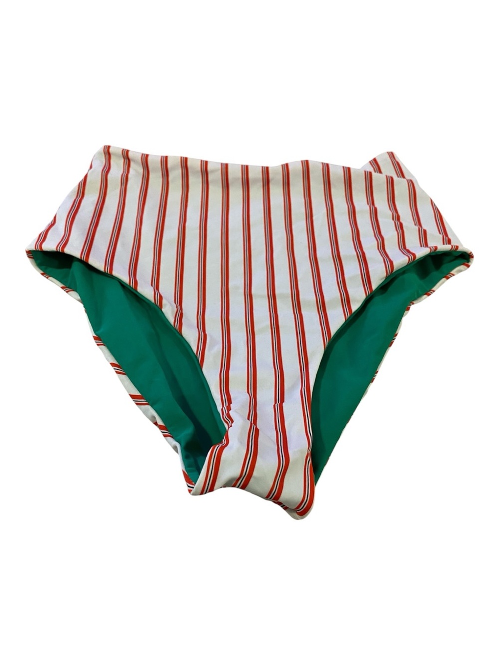 Cupshe Green white and red stripes high waist bikini bottom szS